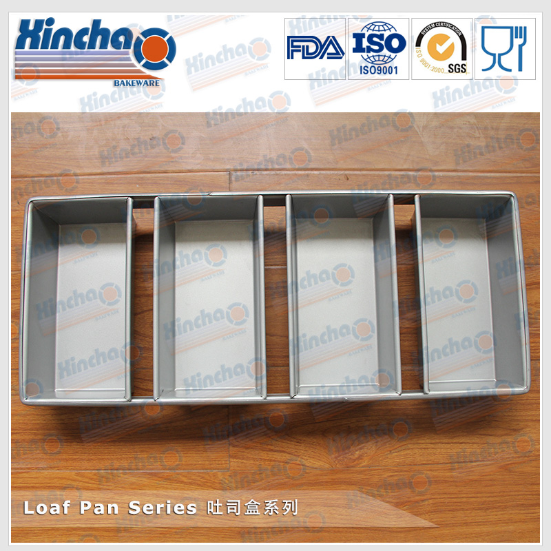 4 Strapped Aluminum Steel Mini Loaf Pan Set 1 1/2 lb.